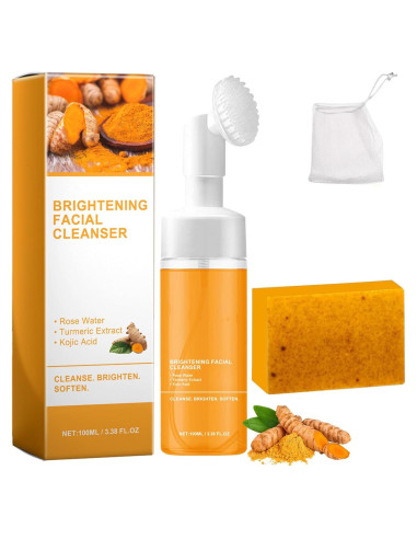 Juego de limpieza facial Aisigeren con jabón y mousse de cúrcuma
