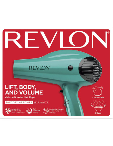 Secador de Pelo Revlon Volume Booster 1875W Verde con Difusor