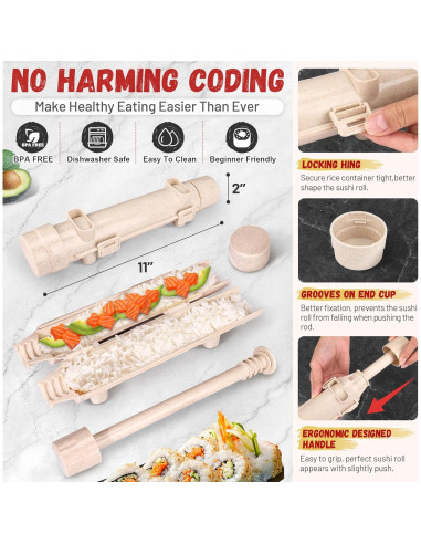 Kit de Hacer Sushi AOSION - Premium para Principiantes y Niños