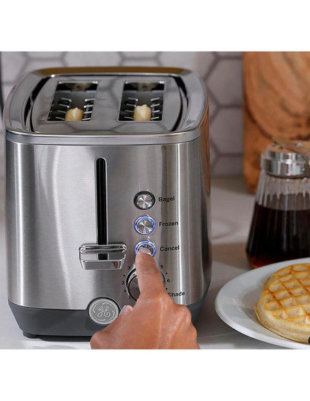 Tostadora GE de 2 Rebanadas Acero Inoxidable 850W Ranuras Anchas Tostadora GE de 2 Rebanadas Acero Inoxidable 850W Ranuras Anchas