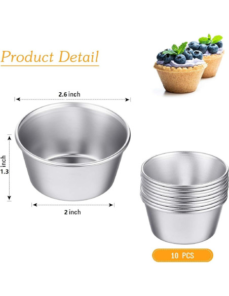 Moldes Individuales de Flan Geiserailie 10 Piezas Antiadherentes Moldes Individuales de Flan Geiserailie 10 Piezas Antiadherentes