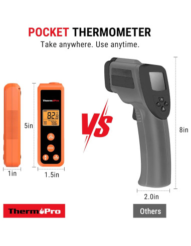 Termómetro Infrarrojo ThermoPro TP410 Sin Contacto 550C