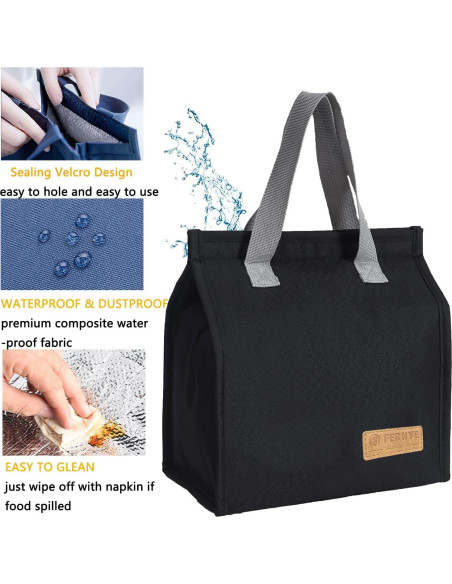 Bolsa de Almuerzo Térmica Reutilizable FERNYE 7.5L Negra Bolsa de Almuerzo Térmica Reutilizable FERNYE 7.5L Negra