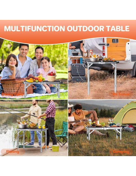 Mesa de Camping Plegable FUNYKICH 60cm Ajustable 3 Alturas Mesa de Camping Plegable FUNYKICH 60cm Ajustable 3 Alturas