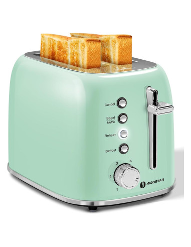 Tostadora Aigostar Retro 2 Rebanadas Acero Inoxidable Verde Aqua