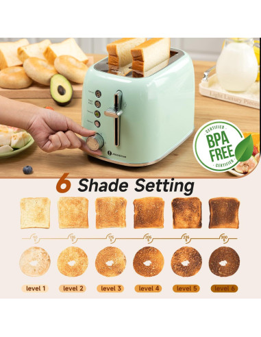 Tostadora Aigostar Retro 2 Rebanadas Acero Inoxidable Verde Aqua