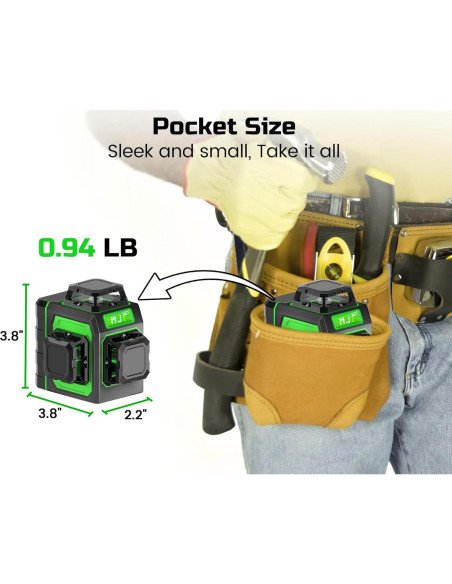 Nivel Láser MJF 12 Líneas Verdes 3D Portátil con Batería Nivel Láser MJF 12 Líneas Verdes 3D Portátil con Batería