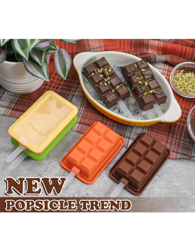 Molde de Silicona para Paletas Webake Barra de Chocolate 4 Piezas