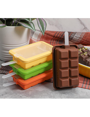 Molde de Silicona para Paletas Webake Barra de Chocolate 4 Piezas