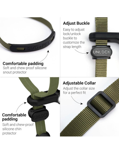 Collar de Cabeza Sin Tirones SVD.PET Verde Militar Mediano