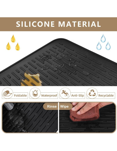Tapete de Secado de Platos Golener Silicona 71x50 cm Negro