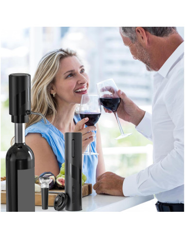 Juego de Vino Eléctrico GENIEX 4 en 1 - Sacacorchos y Dispensador