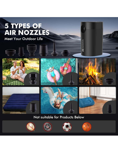 Bomba de Aire Portátil AKSOUL 200L/min para Inflables