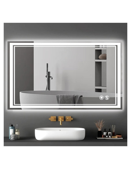 Espejo de Baño LED GETOVIN 61x102 cm Regulable Anti-Niebla Espejo de Baño LED GETOVIN 61x102 cm Regulable Anti-Niebla