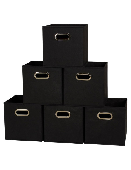 Cajas de Almacenamiento de Tela Esenciales para el Hogar - 6 Unidades Negras 28x28x28 cm Cajas de Almacenamiento de Tela Esenciales para el Hogar - 6 Unidades Negras 28x28x28 cm