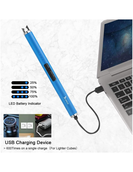 Encendedor USB Recargable SUPRUS Azul a Prueba de Viento Encendedor USB Recargable SUPRUS Azul a Prueba de Viento