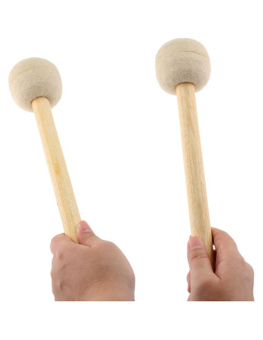 Mallet de Tambor Jiozermi 33.5 cm Fieltro de Lana Beige - 2 Pcs