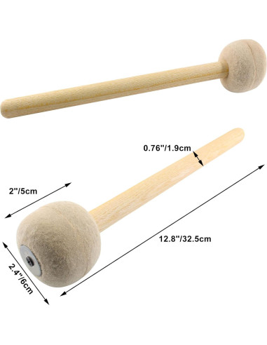 Mallet de Tambor Jiozermi 33.5 cm Fieltro de Lana Beige - 2 Pcs