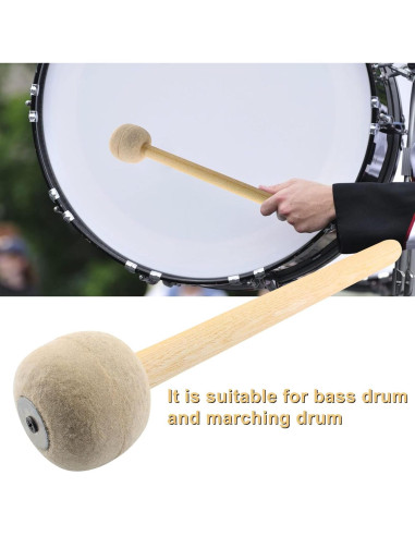 Mallet de Tambor Jiozermi 33.5 cm Fieltro de Lana Beige - 2 Pcs