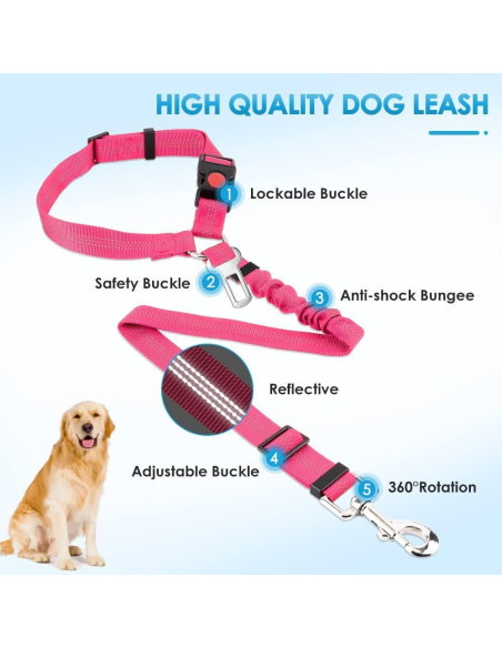 Cinturón de Seguridad para Perros Lukovee Ajustable Reflectante Cinturón de Seguridad para Perros Lukovee Ajustable Reflectante