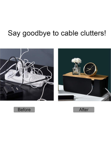 Caja de Gestión de Cables Changsuo con Tapa de Bambú Negra