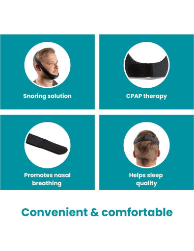 Correa Universal para Barbilla LifeSource - Reductora de Ronquidos, Ajustable, Transpirable, Libre de Látex