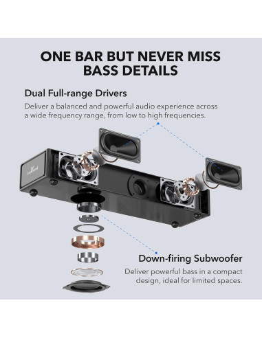 Barra de Sonido 2.1 Larksound con Subwoofer y Bluetooth