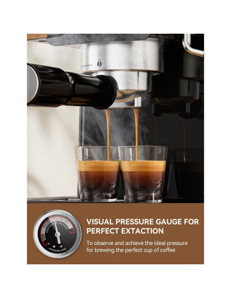 Máquina de Espresso Sumsaty 20 Bar con Espumador 1.8L Negra Máquina de Espresso Sumsaty 20 Bar con Espumador 1.8L Negra