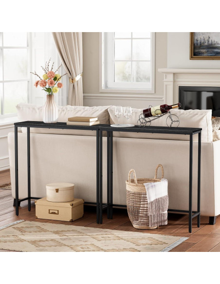 Mesa Consola Estrecha HOOBRO Negra 75x24x75 cm Multifuncional Mesa Consola Estrecha HOOBRO Negra 75x24x75 cm Multifuncional