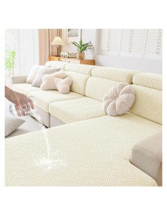 Funda de sofá impermeable hyha para 2 cojines beige