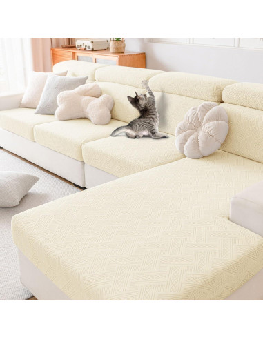 Funda de sofá impermeable hyha para 2 cojines beige