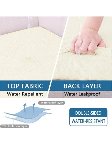 Funda de sofá impermeable hyha para 2 cojines beige