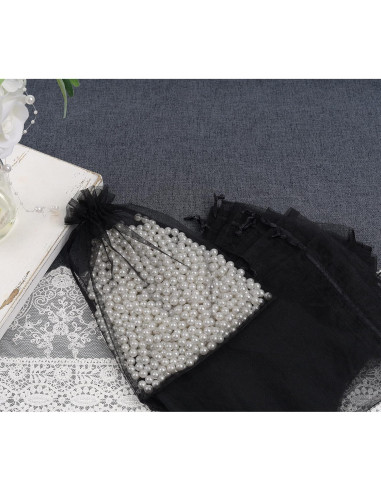 Bolsas de Organza Negra YunKo 50pcs 15x22cm con Cierre