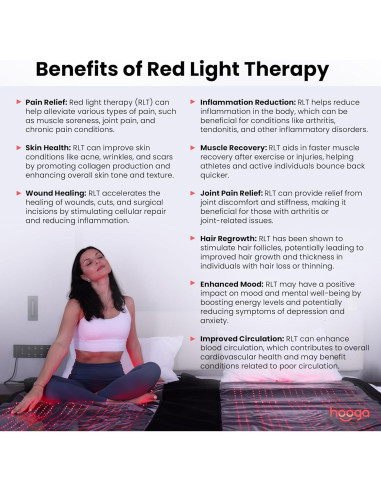 Manta de Terapia de Luz Roja Hooga PodXL 2680 LEDs Cuerpo Completo
