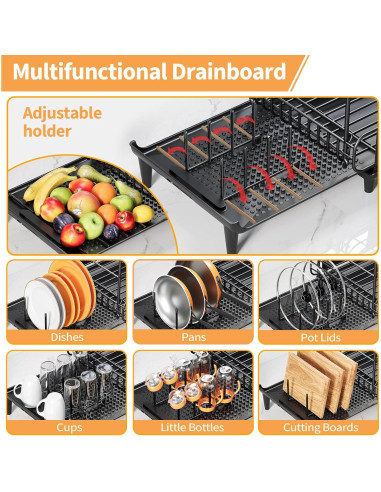Escurridor de Platos Expandible Urackify Negro 67.8cm Multifuncional