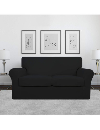 Funda de Sofá Stretch Easy-Going 3 Piezas para Loveseat Negro