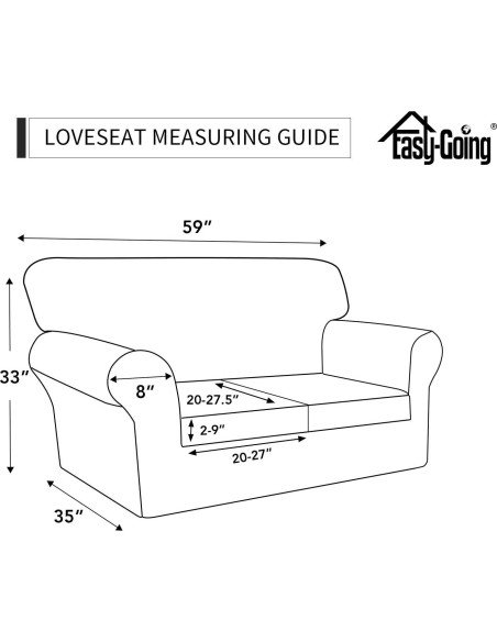 Funda de Sofá Stretch Easy-Going 3 Piezas para Loveseat Negro Funda de Sofá Stretch Easy-Going 3 Piezas para Loveseat Negro