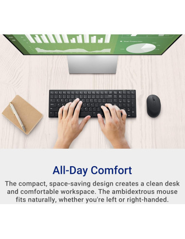 Combo Teclado y Ratón Silencioso Dell KM555 - Accesos Rápidos