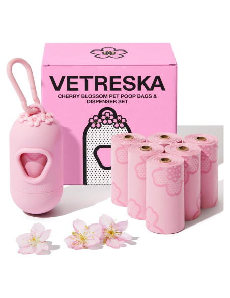 Dispensador de Bolsas de Excremento VETRESKA Flor de Cerezo 105 Unidades Dispensador de Bolsas de Excremento VETRESKA Flor de Cerezo 105 Unidades
