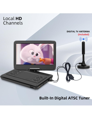 Televisor portátil 14" Feihe con DVD, HDMI, USB y batería