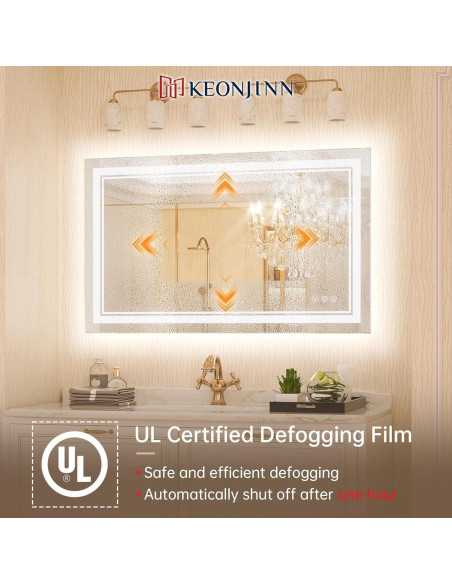 Espejo LED de Baño Keonjinn 60x101 cm con Luz Frontal y Trasera Espejo LED de Baño Keonjinn 60x101 cm con Luz Frontal y Trasera