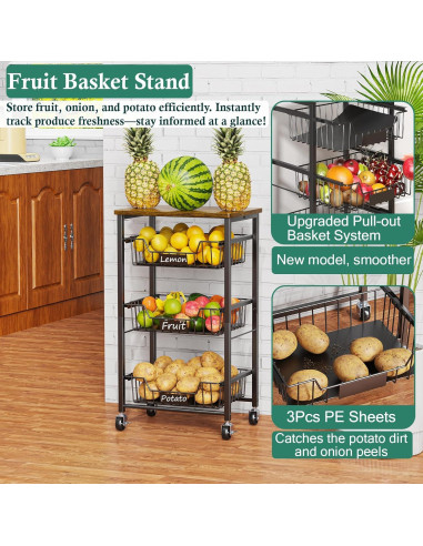 Carro de Almacenamiento de Cocina OKZEST 4 Niveles con Ruedas
