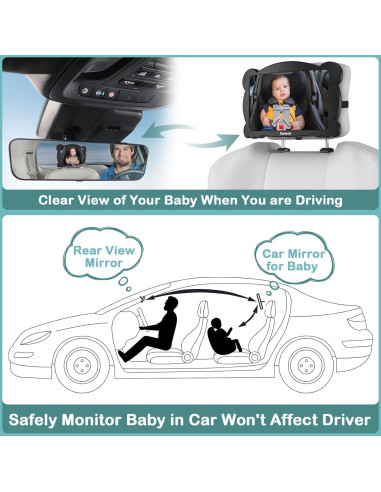 Espejo de Coche para Bebés Rohent - Irrompible y Ajustable 360