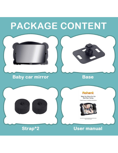 Espejo de Coche para Bebés Rohent - Irrompible y Ajustable 360