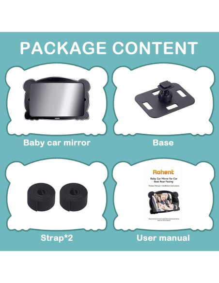 Espejo de Coche para Bebés Rohent - Irrompible y Ajustable 360 Espejo de Coche para Bebés Rohent - Irrompible y Ajustable 360