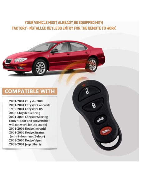 Control Remoto Chrysler 300M 1999-2004 USAKeys 4 Botones Control Remoto Chrysler 300M 1999-2004 USAKeys 4 Botones