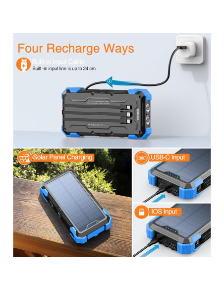 Banco de Energía Solar GOODaaa 42800mAh 5 Salidas 3 Entradas Banco de Energía Solar GOODaaa 42800mAh 5 Salidas 3 Entradas