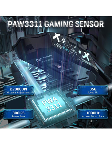 Ratón Gaming Inalámbrico Attack Shark X11 59g RGB 22000 DPI