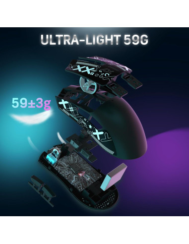 Ratón Gaming Inalámbrico Attack Shark X11 59g RGB 22000 DPI