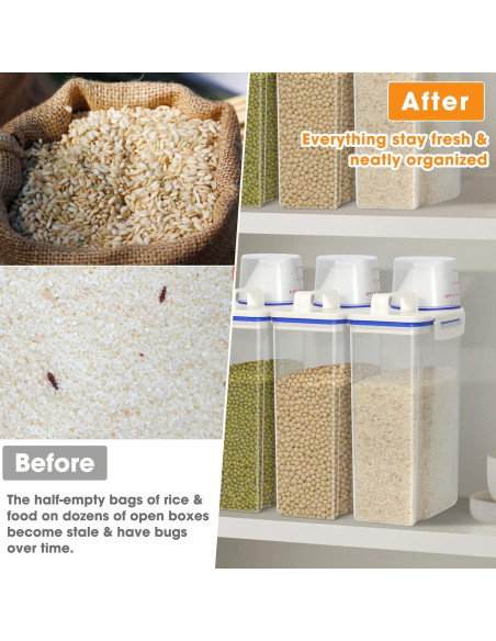 Contenedor de Almacenamiento de Arroz TBMax 2L con Taza Medidora Contenedor de Almacenamiento de Arroz TBMax 2L con Taza Medidora